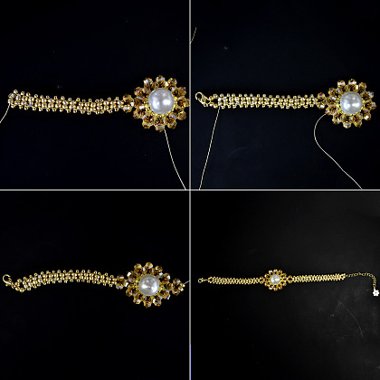 Bracelet tournesol en perles de verre-6