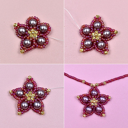 PandaHall Selected мастер-класс по изготовлению подвески-цветка со стеклянным жемчугом-5