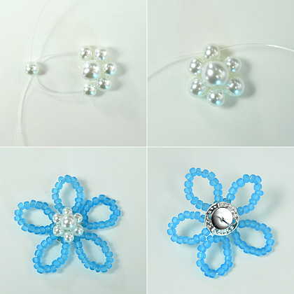 Boucles d'oreilles à tige en perles et fleurs-4
