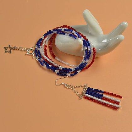 Braccialetto di perline di semi patriottico americano-2