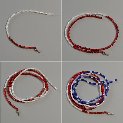 American Patriotic Seed Bead Bracelet-4