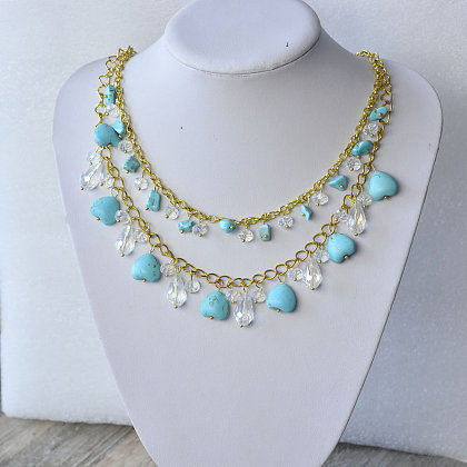 Layer Necklace with Turquoise Charms