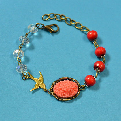 Easy Chain Bracelet with Swallow Charm-5