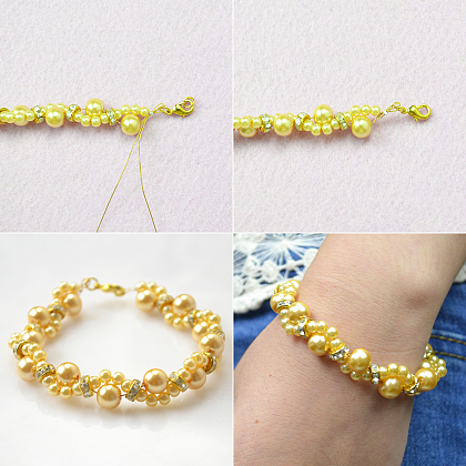 Yellow Pearl Beads Bracelet-5