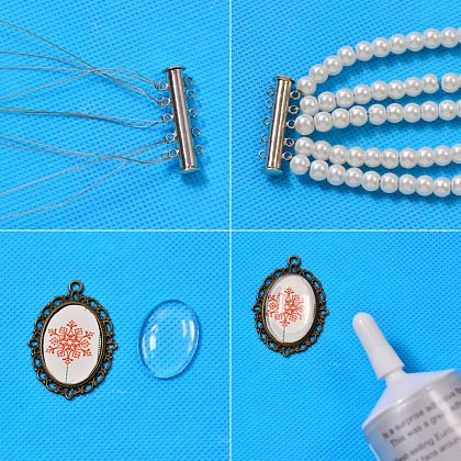 Collier ras de cou à perles multiples-3
