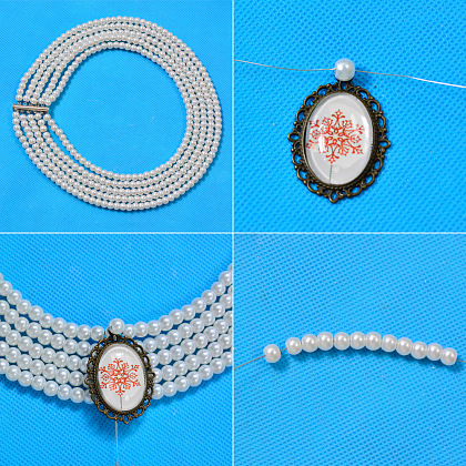 Collier ras de cou à perles multiples-4