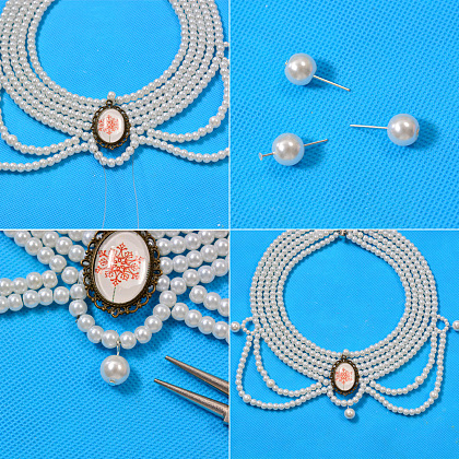 Collier ras de cou à perles multiples-6