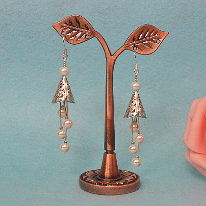 Boucles d'oreilles pendantes en fleurs faites à la main-2