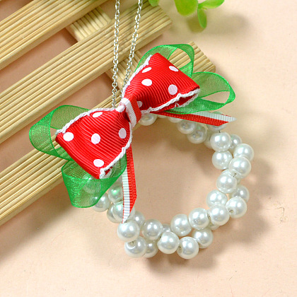 Pearl Bead Christmas Ornament Wreath-1