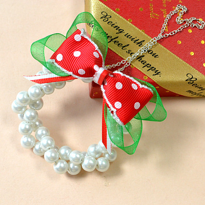 Ghirlanda di ornamenti natalizi con perle di perle-8