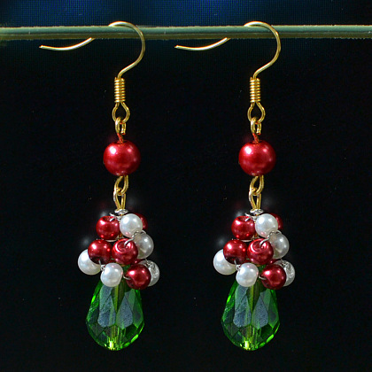 Orecchini pendenti con perle di vetro per Natale-2