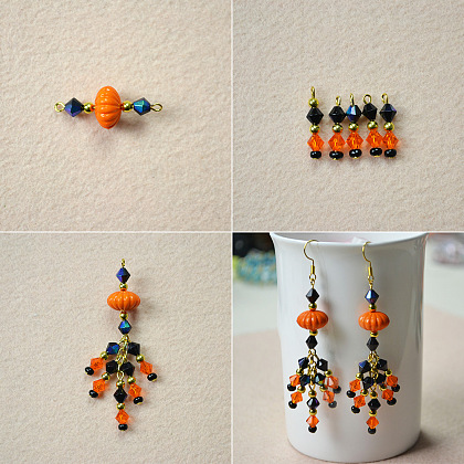 Boucles d'oreilles pendantes citrouille d'Halloween-3