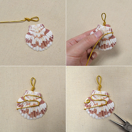 Wire Puka Shell Pendant Necklace-3