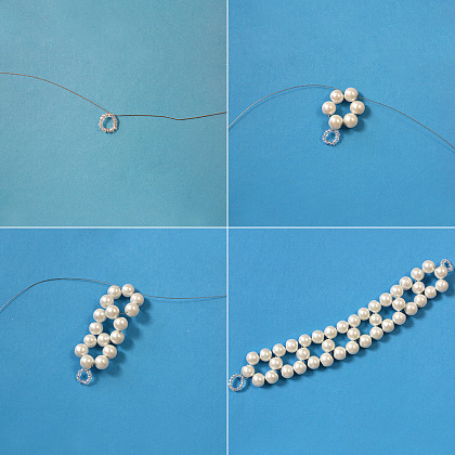 Bracelet de perles et fleurs en acrylique violet-3