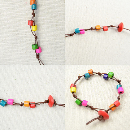Bracelet de perles de bois colorées-4