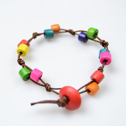 Bracelet de perles de bois colorées-6