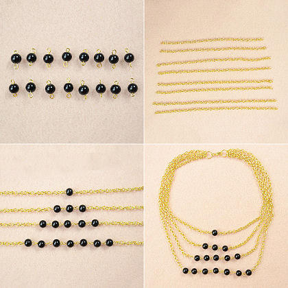 Collier à chaîne de perles multi-rangs-3