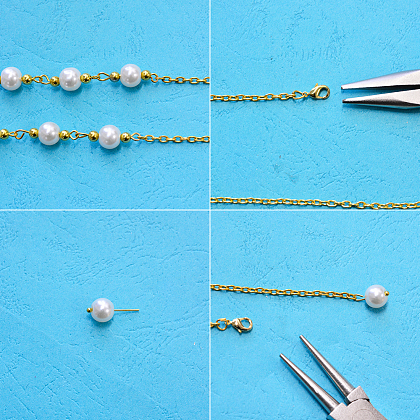 Tocado de cadena dorada con perlas decoradas-4