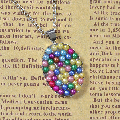 Collier à pendentif en perles colorées avec chaîne en argent-6