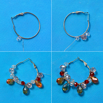 Boucles d'oreilles créoles en perles de verre cristal-3