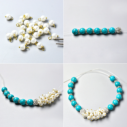 Bracelet simple en perles turquoise et perles-3