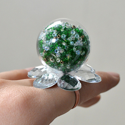 Easy Glass Globe Bead Ring-5