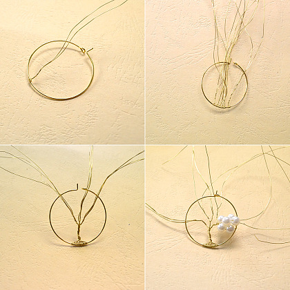 Collier pendentif vie d'arbre en perles blanches-3