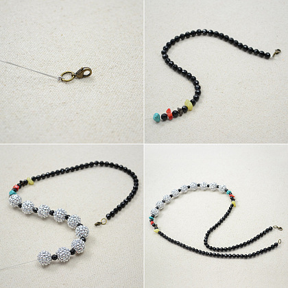 Simple Black and White Beaded Necklace-3