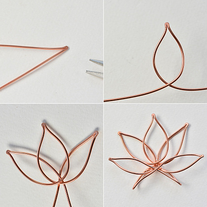 Collier de chaîne de lotus enveloppé de fil vintage-3