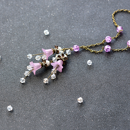 Vintage Style Necklace with Purple Flower Pendant-1