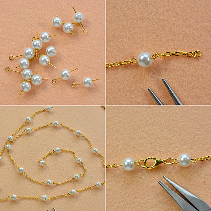 Gold Chain Anklet with Pearls-3