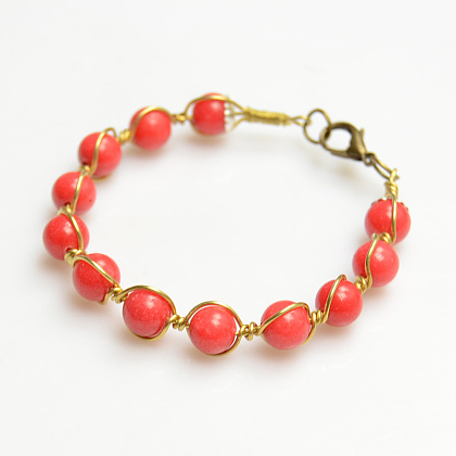 Wire Wrapped Red Jade Beads Bracelet | Pandahall Inspiration Projects