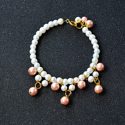 Elegante braccialetto di perle rosa e bianche-1