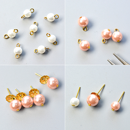 Elegante braccialetto di perle rosa e bianche-3