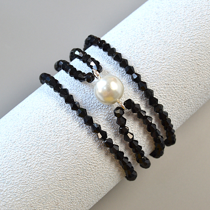 Bracelet en perles de verre noir cool-1