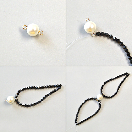 Bracelet en perles de verre noir cool-3