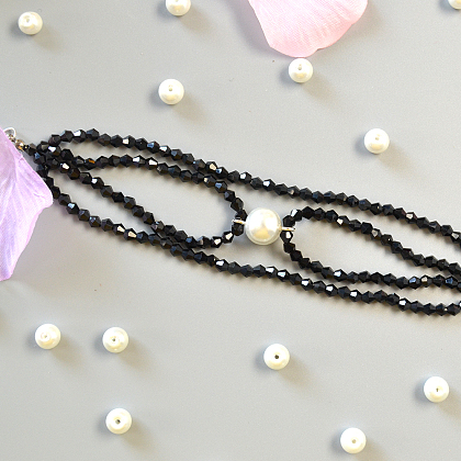 Bracelet en perles de verre noir cool-6