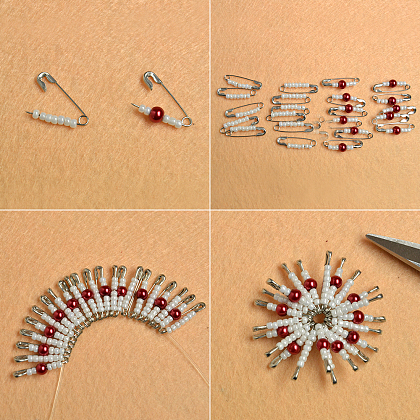 Collier pendentif rouge avec perles et perles de graines-3