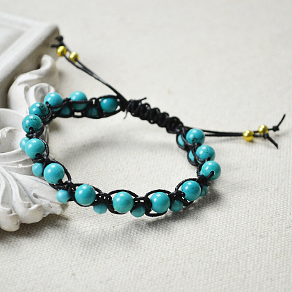 Turquoise Beaded Leather Cord Braid Bracelet | Pandahall Inspiration ...