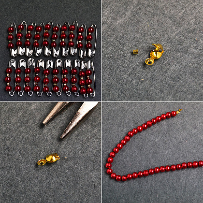 Red Pearl Bead Chain Necklace-3