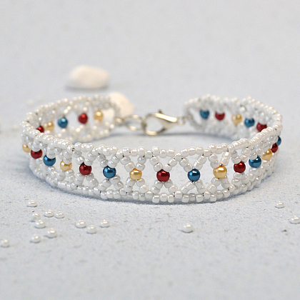Bracelet de perles de rocaille blanches-1