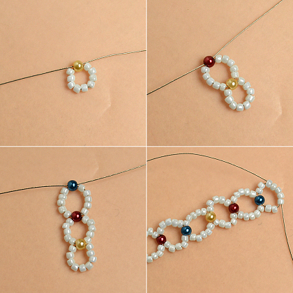Bracelet de perles de rocaille blanches-3