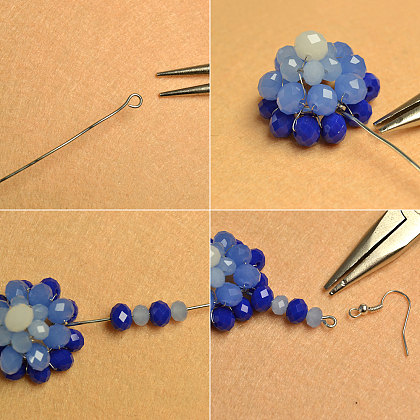 Blue Flower Dangle Earrings-6