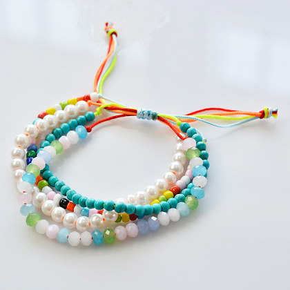 Bracelets de perles colorées multi brins-1