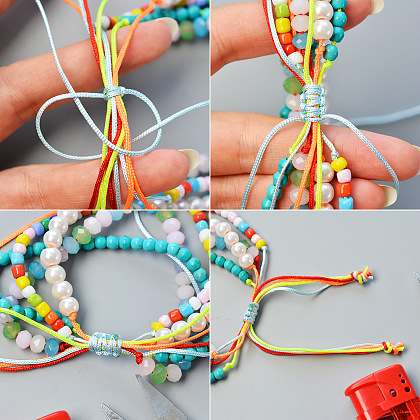 Bracelets de perles colorées multi brins-4