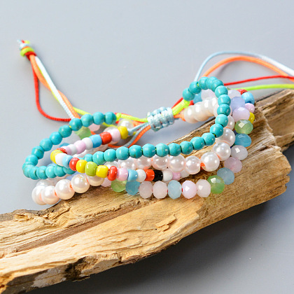 Bracelets de perles colorées multi brins-5