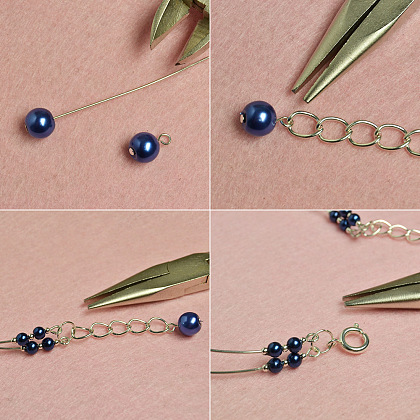Bracelet simple en perles bleues-4