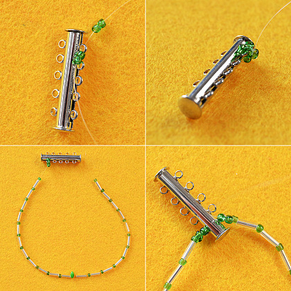 Bracelet de perles larges vertes avec perles de rocaille et perles bombées-3