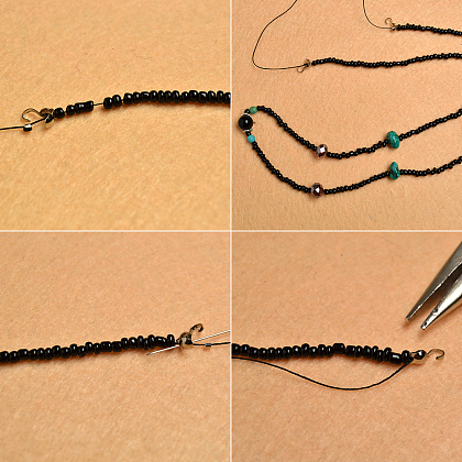 Collier à pendentif en perles et pierres précieuses-3