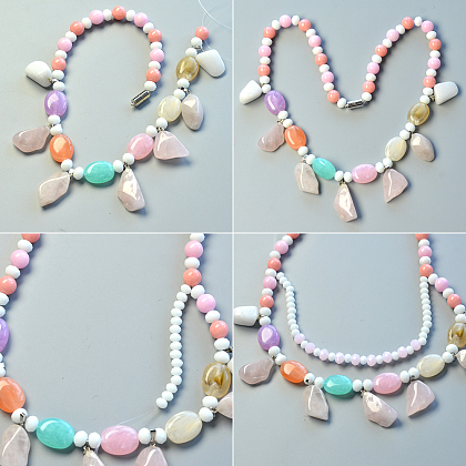 Collier de perles avec perles de pierres précieuses et perles de jade-4